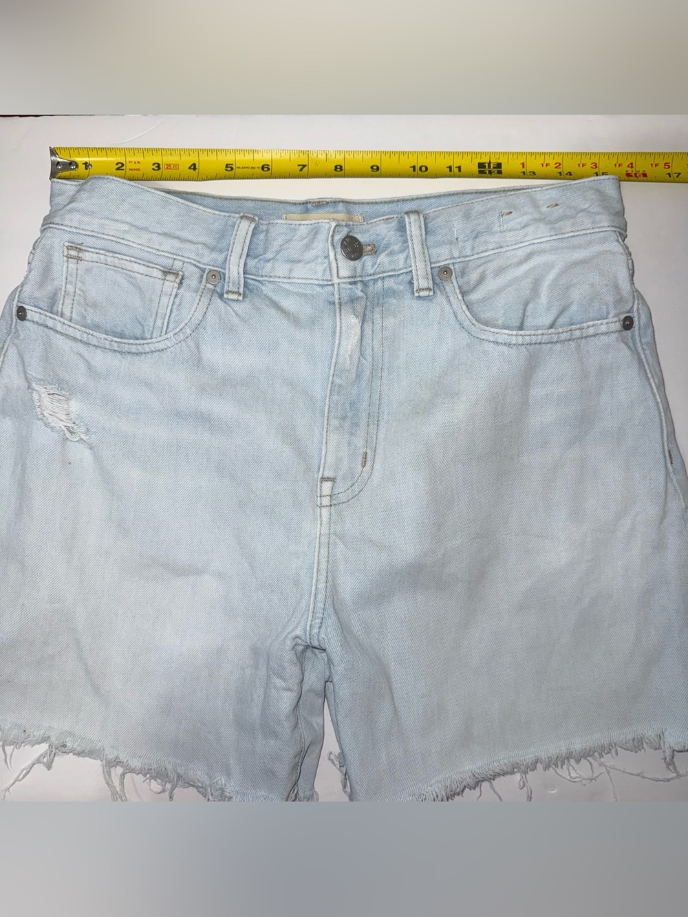 MADEWELL Jean Shorts Women 28 The 90s Mid-Length Denim Raw Hem NQ236 - Picture 4 of 6